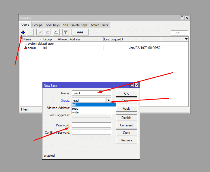Создание пользователя