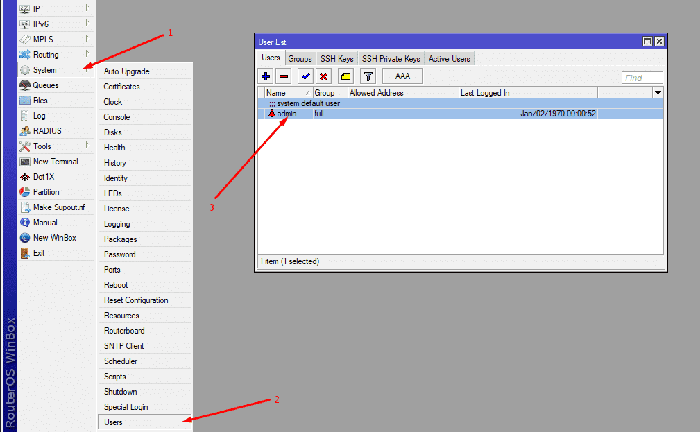 Установка пароля пользователя